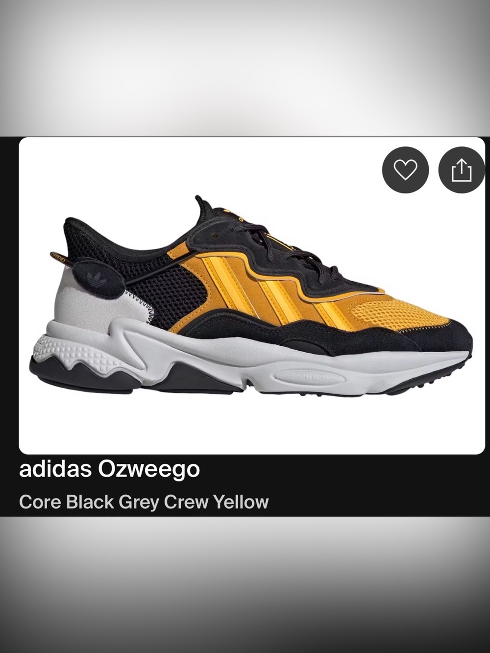 adidas Ozweego Black and Yellow Men's Sneakers